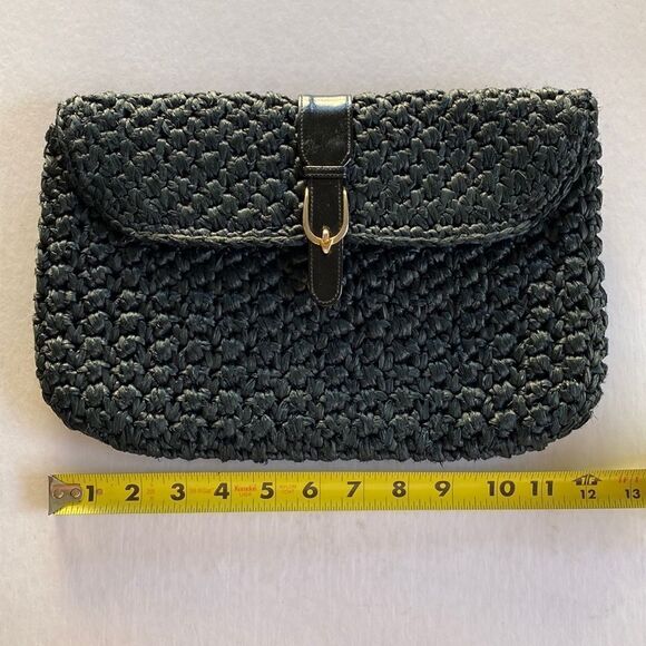 MORRIS MOSKOWITZ Vintage Black Crochet Straw Bag - Picture 1 of 6